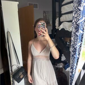 Cream Dress with Crochet Detail